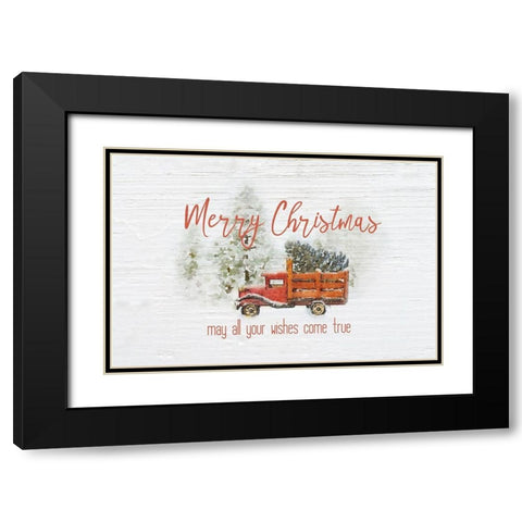 Merry Christmas Trees Black Modern Wood Framed Art Print with Double Matting by Murdock, Ramona