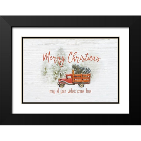 Merry Christmas Trees Black Modern Wood Framed Art Print with Double Matting by Murdock, Ramona