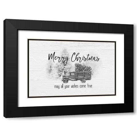 Merry Christmas Trees BW Black Modern Wood Framed Art Print with Double Matting by Murdock, Ramona