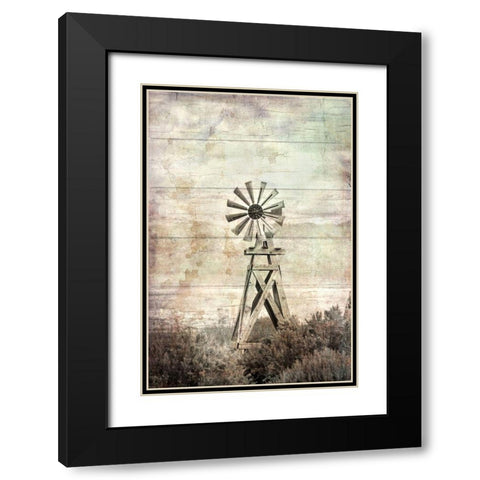 Windmill Silent Black Modern Wood Framed Art Print with Double Matting by Murdock, Ramona