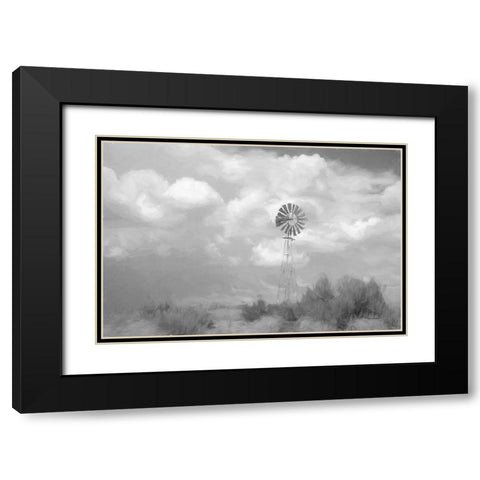 Abstract Windmill Black Modern Wood Framed Art Print with Double Matting by Murdock, Ramona