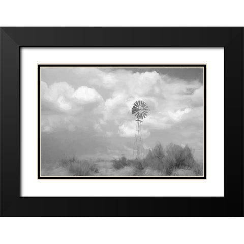 Abstract Windmill Black Modern Wood Framed Art Print with Double Matting by Murdock, Ramona
