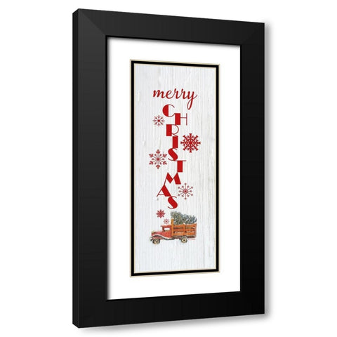 Merry Christmas Black Modern Wood Framed Art Print with Double Matting by Murdock, Ramona