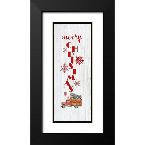 Merry Christmas Black Modern Wood Framed Art Print with Double Matting by Murdock, Ramona