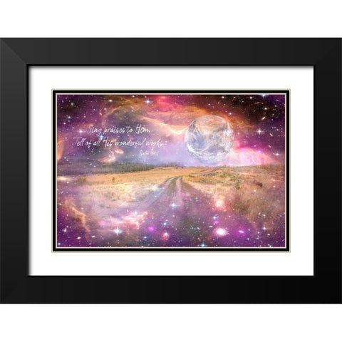 Tell All His Wonderful Works Black Modern Wood Framed Art Print with Double Matting by Murdock, Ramona