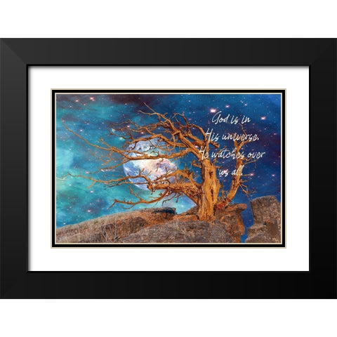 God in His Universe Black Modern Wood Framed Art Print with Double Matting by Murdock, Ramona