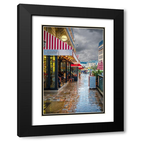Paris CafÃ© Mimosa Black Modern Wood Framed Art Print with Double Matting by Murdock, Ramona