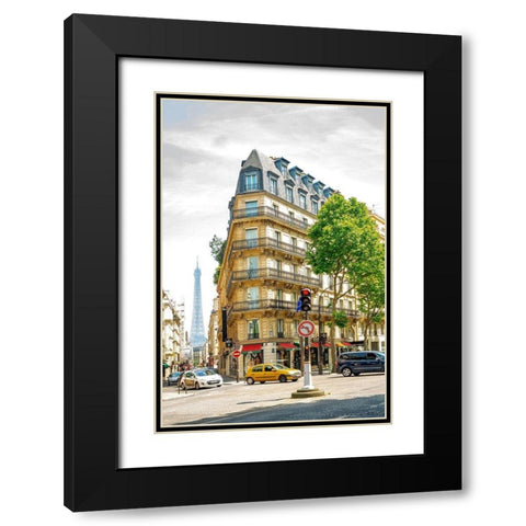 Paris Corner Black Modern Wood Framed Art Print with Double Matting by Murdock, Ramona