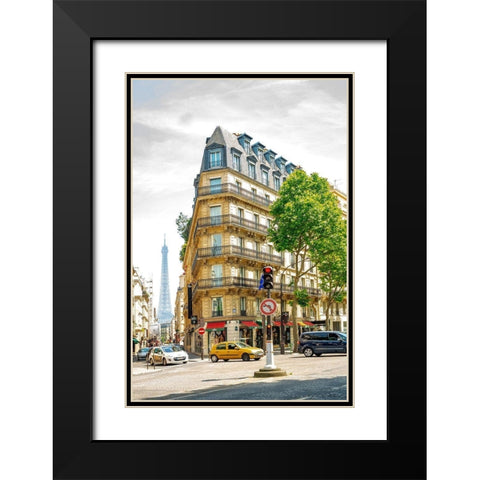 Paris Corner Black Modern Wood Framed Art Print with Double Matting by Murdock, Ramona