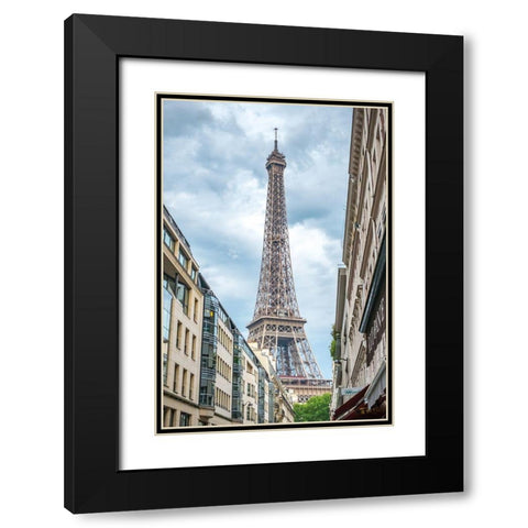 Eiffel Tower Black Modern Wood Framed Art Print with Double Matting by Murdock, Ramona