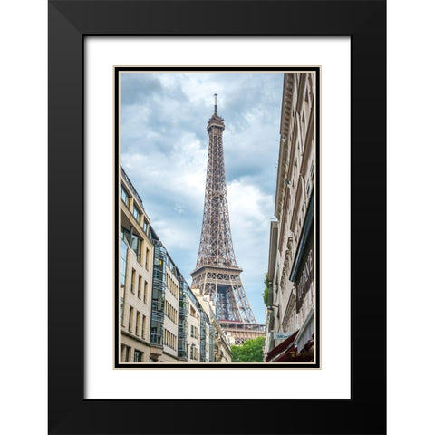 Eiffel Tower Black Modern Wood Framed Art Print with Double Matting by Murdock, Ramona