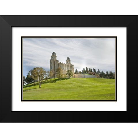 Manti Temple Black Modern Wood Framed Art Print with Double Matting by Murdock, Ramona