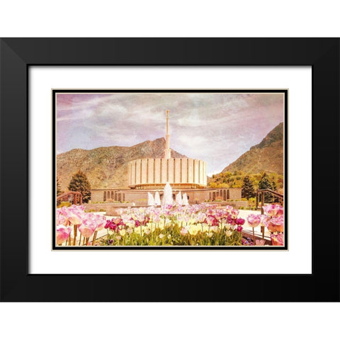 Provo Temple II Black Modern Wood Framed Art Print with Double Matting by Murdock, Ramona