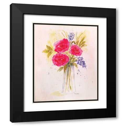 Roses in Clear Vase Black Modern Wood Framed Art Print with Double Matting by Murdock, Ramona