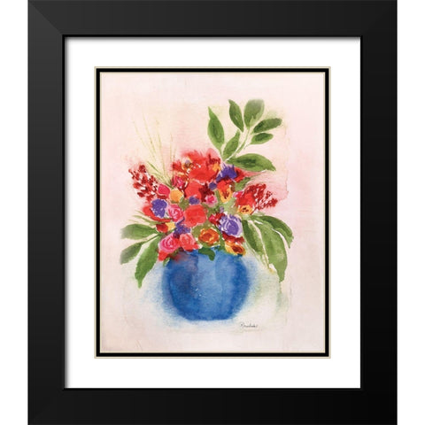 Round Blue Vase Black Modern Wood Framed Art Print with Double Matting by Murdock, Ramona