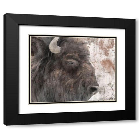 Yellowstone Buffalo Black Modern Wood Framed Art Print with Double Matting by Murdock, Ramona