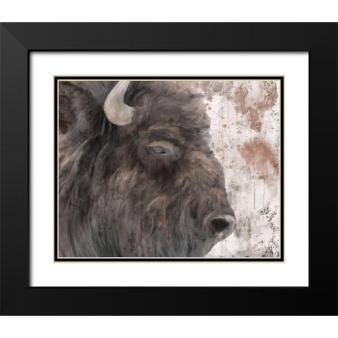 Yellowstone Buffalo Black Modern Wood Framed Art Print with Double Matting by Murdock, Ramona