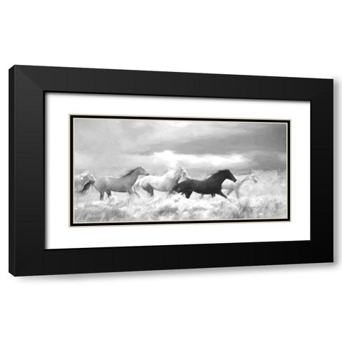 Mustang Herd I BW Black Modern Wood Framed Art Print with Double Matting by Murdock, Ramona