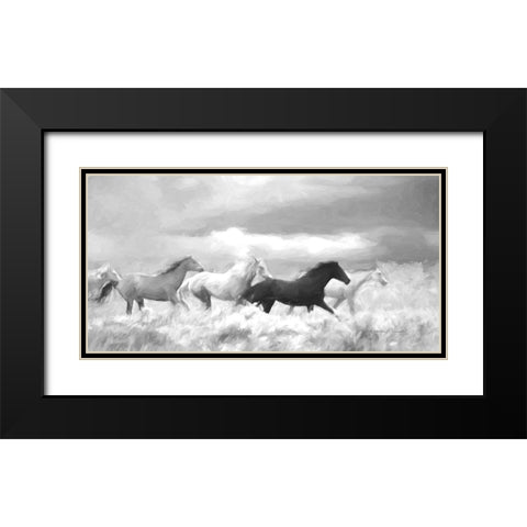 Mustang Herd I BW Black Modern Wood Framed Art Print with Double Matting by Murdock, Ramona