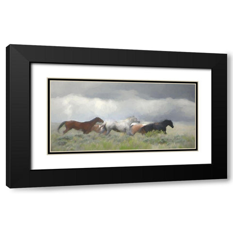 Mustang Herd II Black Modern Wood Framed Art Print with Double Matting by Murdock, Ramona