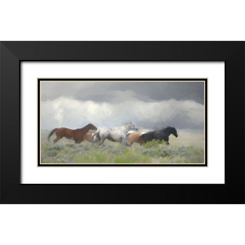 Mustang Herd II Black Modern Wood Framed Art Print with Double Matting by Murdock, Ramona