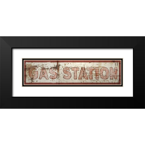 Gas Station Sign Black Modern Wood Framed Art Print with Double Matting by Murdock, Ramona