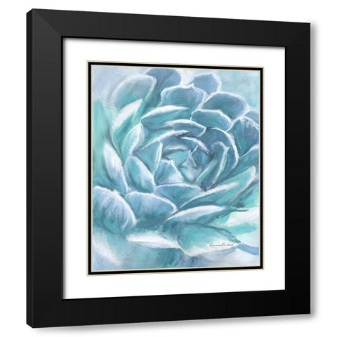 Aqua Succulent Black Modern Wood Framed Art Print with Double Matting by Murdock, Ramona