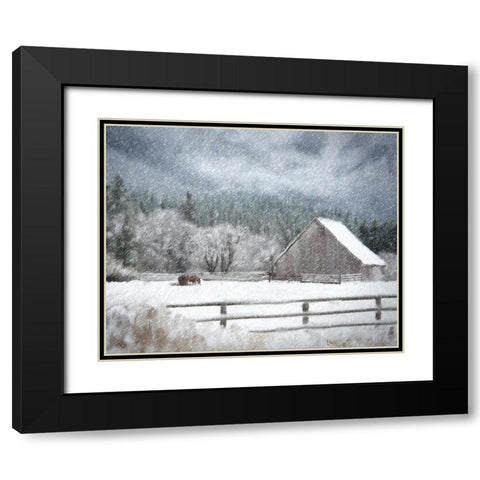 Christmas at the Ranch Black Modern Wood Framed Art Print with Double Matting by Murdock, Ramona