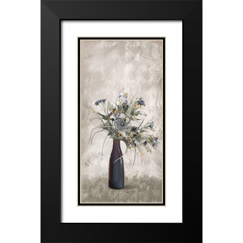 Blue Vase Floral Black Modern Wood Framed Art Print with Double Matting by Murdock, Ramona
