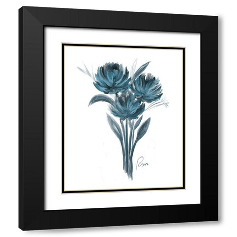 Teal Bouquet I Black Modern Wood Framed Art Print with Double Matting by Murdock, Ramona