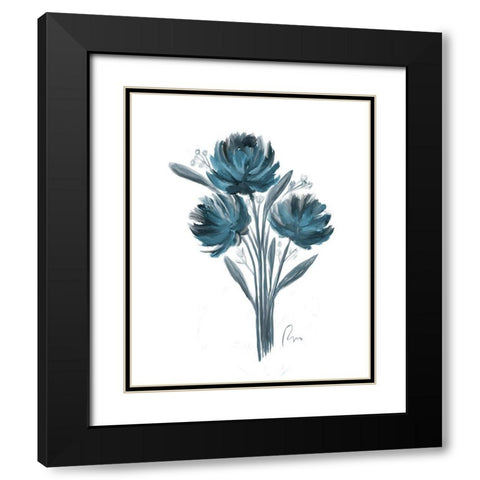 Teal Bouquet II Black Modern Wood Framed Art Print with Double Matting by Murdock, Ramona