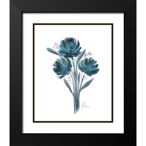 Teal Bouquet II Black Modern Wood Framed Art Print with Double Matting by Murdock, Ramona