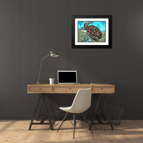 Swimming Along Black Modern Wood Framed Art Print with Double Matting by Allemand, Sue
