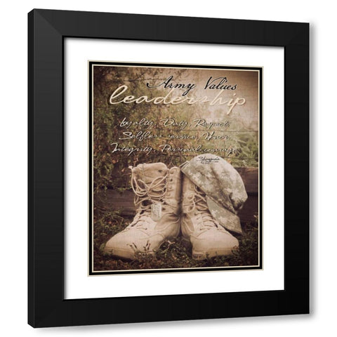 Army Values Black Modern Wood Framed Art Print with Double Matting by Eva, Shawnda