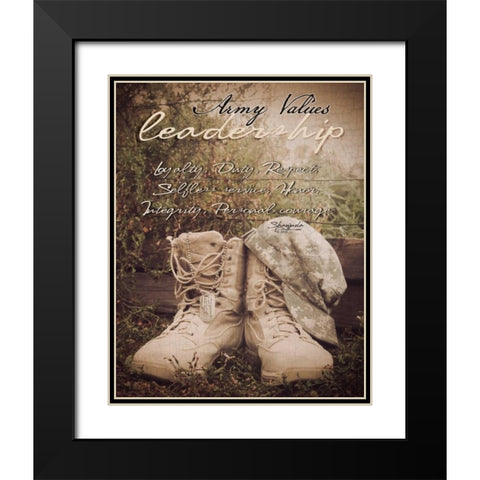 Army Values Black Modern Wood Framed Art Print with Double Matting by Eva, Shawnda