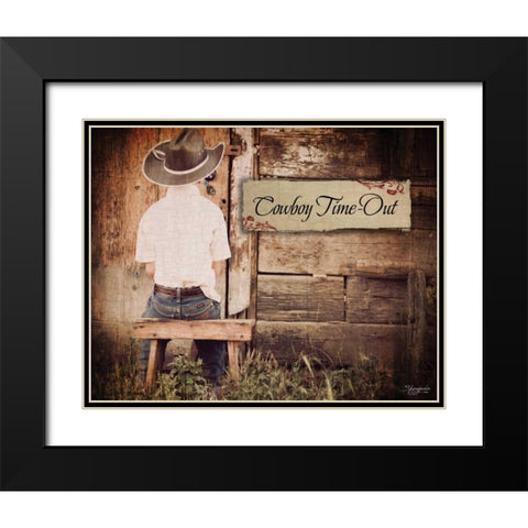 Cowboy Time Out Black Modern Wood Framed Art Print with Double Matting by Eva, Shawnda