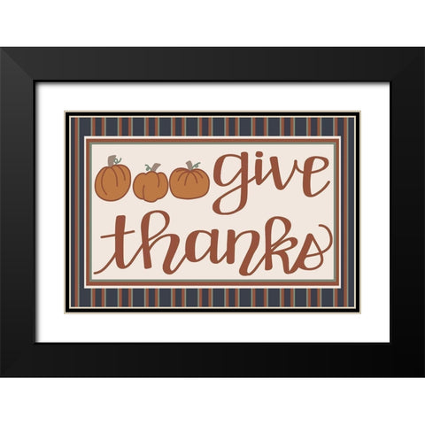 Give Thanks Black Modern Wood Framed Art Print with Double Matting by Dicks, Stephanie