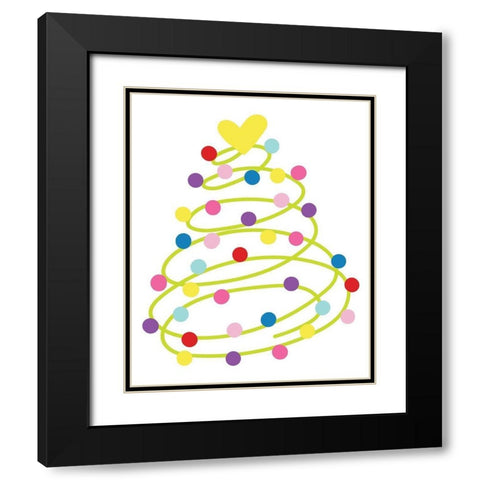 Holiday Tree Black Modern Wood Framed Art Print with Double Matting by Dicks, Stephanie