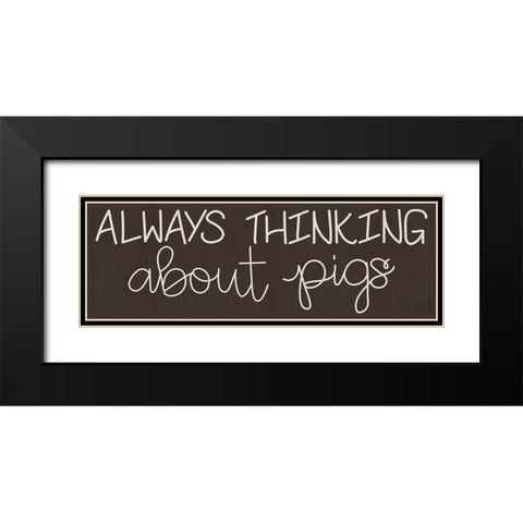 Pigs Black Modern Wood Framed Art Print with Double Matting by Dicks, Stephanie