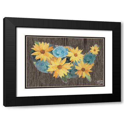 Sunflower Americana Black Modern Wood Framed Art Print with Double Matting by Dicks, Stephanie