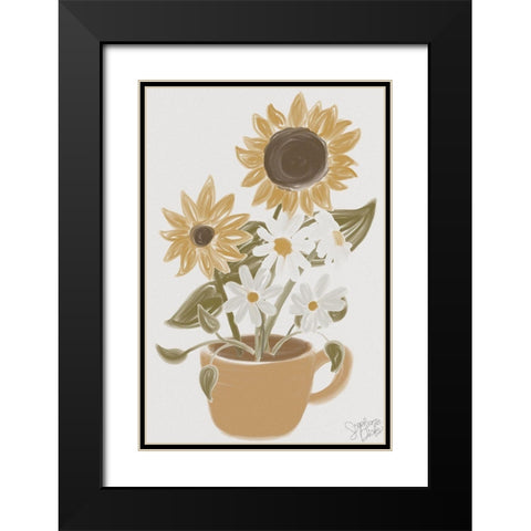 Cafe Floral Black Modern Wood Framed Art Print with Double Matting by Dicks, Stephanie