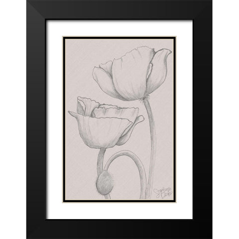 Elegant Poppies Black Modern Wood Framed Art Print with Double Matting by Dicks, Stephanie