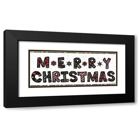 Merry Christmas Black Modern Wood Framed Art Print with Double Matting by Dicks, Stephanie