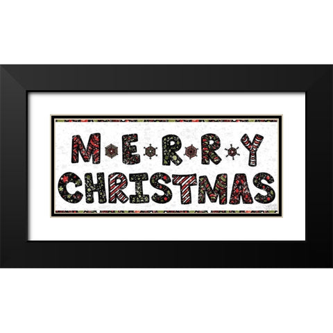 Merry Christmas Black Modern Wood Framed Art Print with Double Matting by Dicks, Stephanie