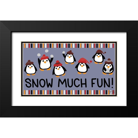 Snow Much Fun! Black Modern Wood Framed Art Print with Double Matting by Dicks, Stephanie