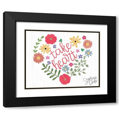 Take Heart Black Modern Wood Framed Art Print with Double Matting by Dicks, Stephanie