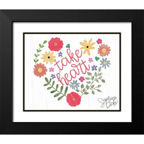 Take Heart Black Modern Wood Framed Art Print with Double Matting by Dicks, Stephanie