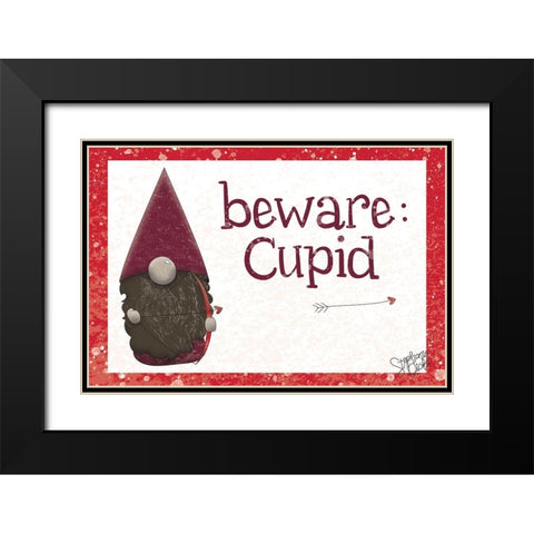 Cupid Black Modern Wood Framed Art Print with Double Matting by Dicks, Stephanie