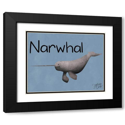 Narwhal Black Modern Wood Framed Art Print with Double Matting by Dicks, Stephanie