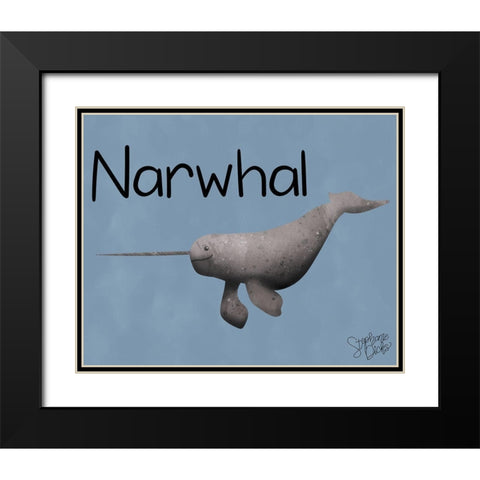 Narwhal Black Modern Wood Framed Art Print with Double Matting by Dicks, Stephanie